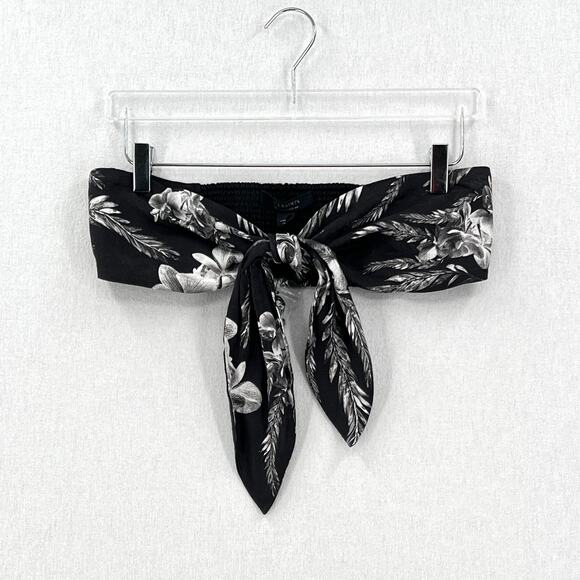 ALLSAINTS Riah Mia Bandeau Top Women 8 Black white Tie Front Vacation Travel NEW - Picture 5 of 16